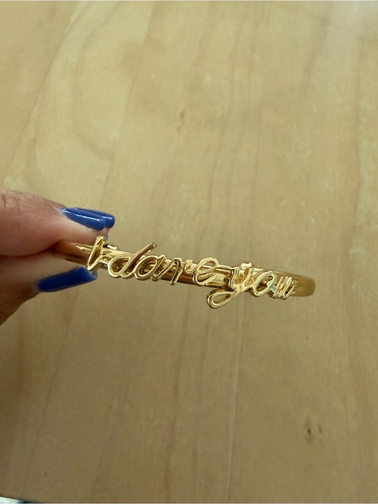 kate spade Jewelry - kate spade Gold "I dare you" Script Bangle